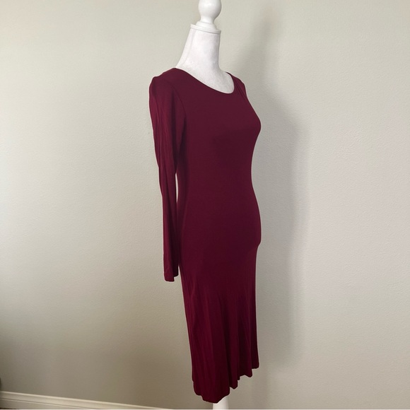 Velvet Torch Burgundy Long Sleeve Scoop Neck Body Con Midi Dress Size Small - Picture 4 of 9